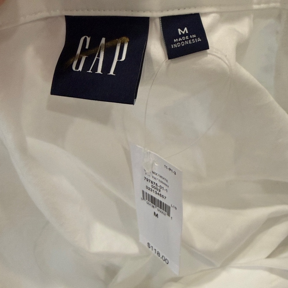 NWT! GAP white Poplin Roll-Cuff Midi Shirtdress medium m - Picture 6 of 6